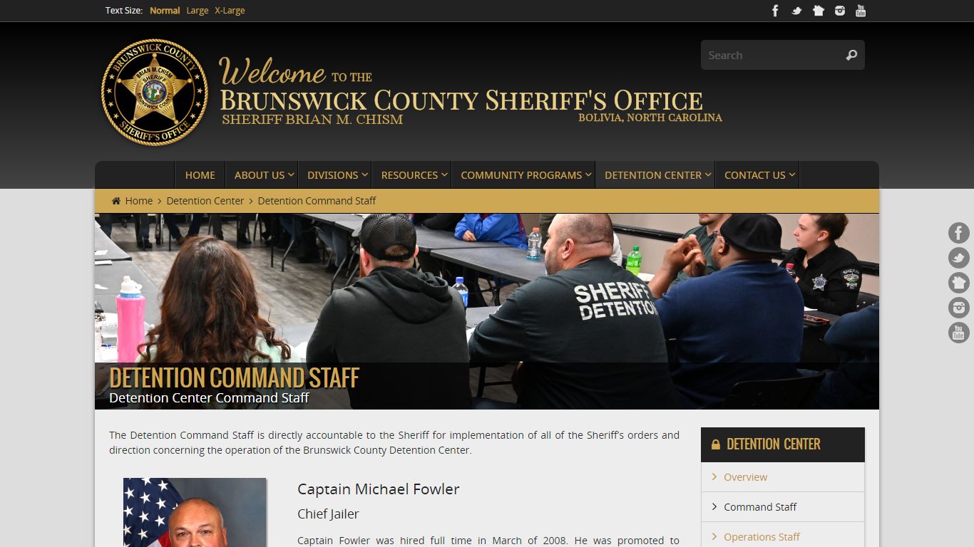 Detention Command Staff | Brunswick County Sheriff's Office